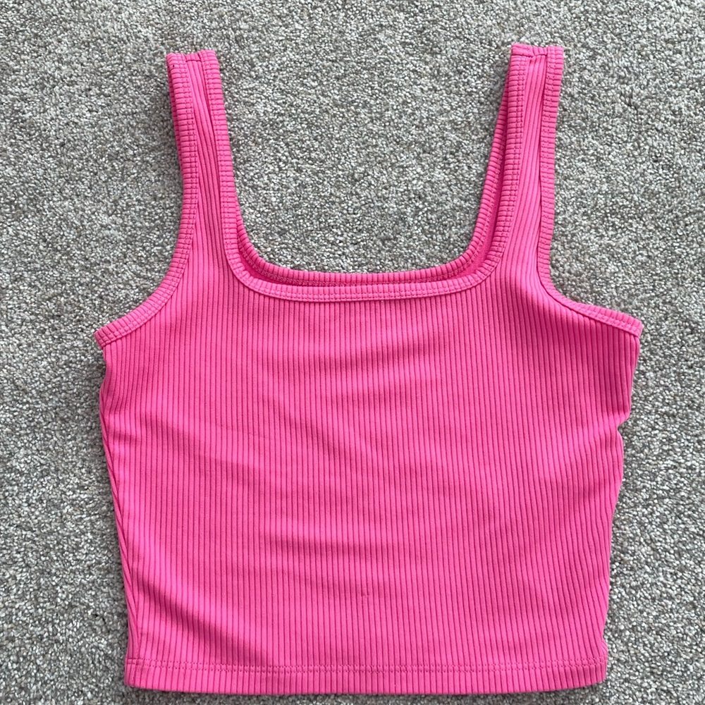 Womens Hollister Pink Ribbed Cropped Top- Size XS